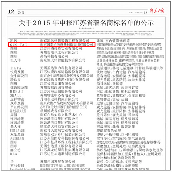 贺必博集团入围“江苏省著名商标”公示名单